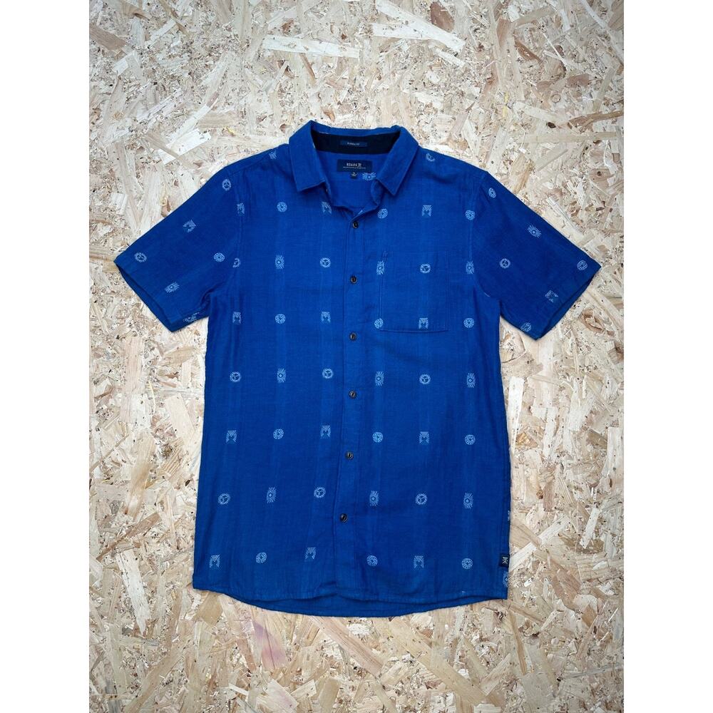 Roark Mens Blue Classic Fit Short Sleeve Button Down Shirt Sz S